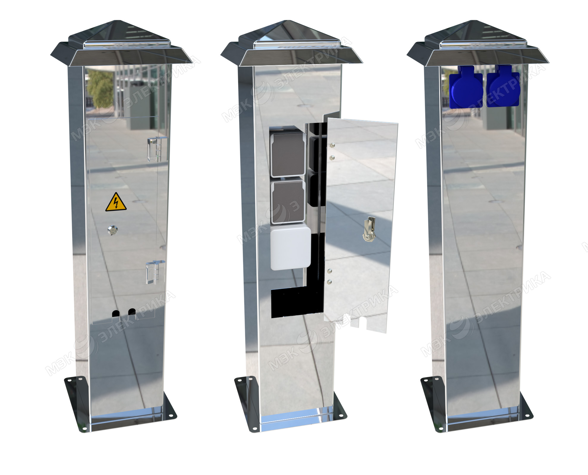 Уличная стойка с розетками, лючки